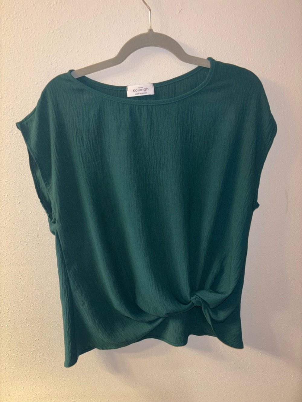 Kaileigh Deep Teal Short-Sleeve Twist Hem Top